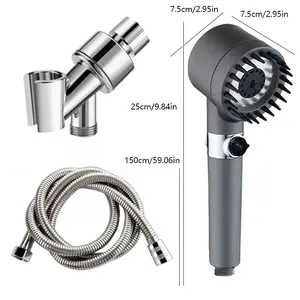 1pc High-Pressure Shower Head with Turbo Spray, Wall Mount, No Power Supply Needed, Water Filter for Impurities Removal, Comfortable & Skin-Friendly, Large Flow Rate, Bathroom Rainfall Shower Accessory, Shower Head And Hose Set Modern