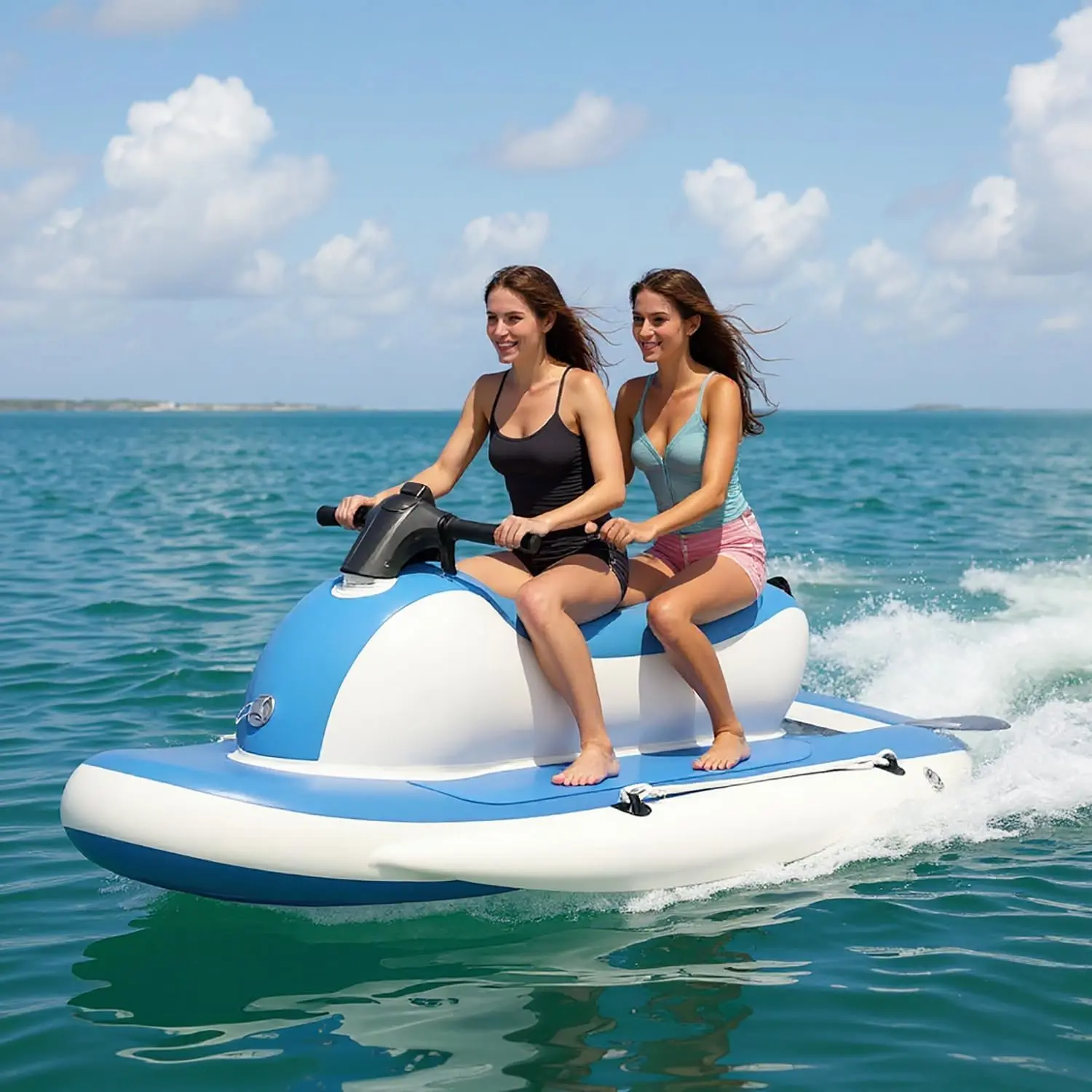 Inflatable Electric Jet Ski Ride-On Watercraft with 500W/700W Underwater Propulsion, 9-Speed Control, Diving Handle & Storage Bag, Up to 330 lbs Capacity for Lake, Ocean & Water Sports 500W10A