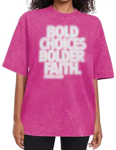 Bold Choices...Bolder Faith Reflective Oversized Women's Vintage Washed Tee