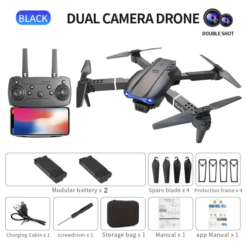 E99 Pro Dual Camera Drone — WiFi FPV, Foldable RC Quadcopter for Beginners
