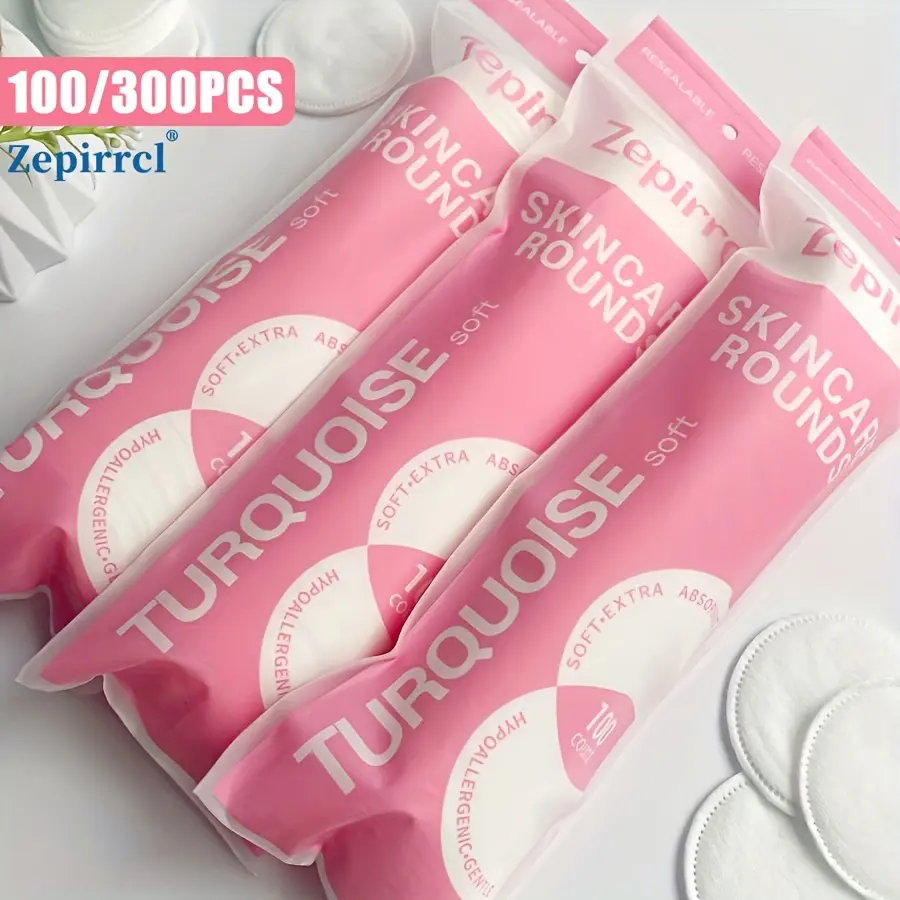 100/300Pcs disposable round facial cleansing puffs with thickened makeup pads, super soft, suitable for all skin types, facial, eye, and lip cleansing and care tools, 6*6cm