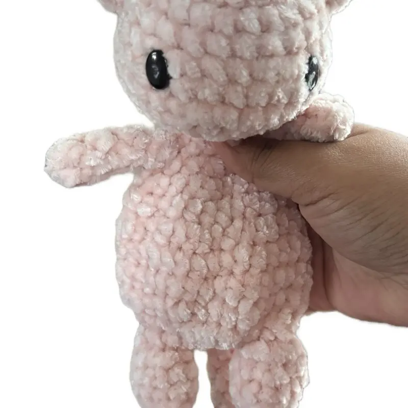Handmade Baby Cat Snuggler Crochet Soft Unstuffed Plushies Pink Cozy Comfort Toy for Babies