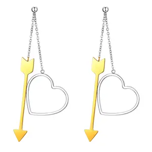 OIDEA Stainless Steel Heart Arrow Earrings for Women with Long Drop Design and Romantic Statement Shape