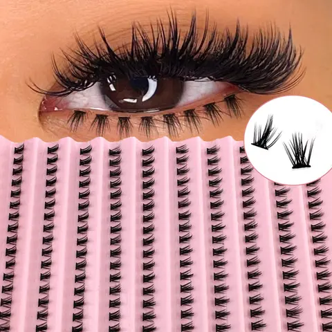 200Pcs C Curl Fluffy False Eyelash Cluster Lashes Lower Eyelashes, Cosmetic Eyelashes, Diy Makeup Lashes - Natural-Looking, Reusable Bottom Lashes, DIY Eyelash Extensions For Beginners Easy To Use, Long-Lasting, Curly Lashes, Fluffy Eyelash Clusters