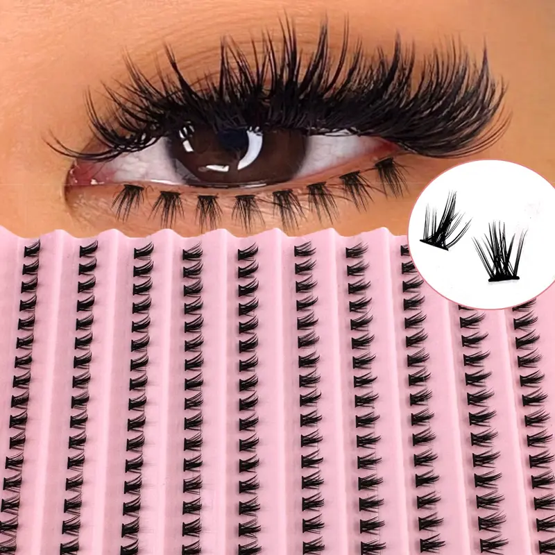 200Pcs C Curl Fluffy False Eyelash Cluster Lashes Lower Eyelashes, Cosmetic Eyelashes, Diy Makeup Lashes - Natural-Looking, Reusable Bottom Lashes, DIY Eyelash Extensions For Beginners Easy To Use, Long-Lasting, Curly Lashes, Fluffy Eyelash Clusters