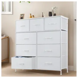 Dressers with 9 Fabric Drawers, 9 Drawers Organization Furniture for Kitchen, Office, Hallway, White