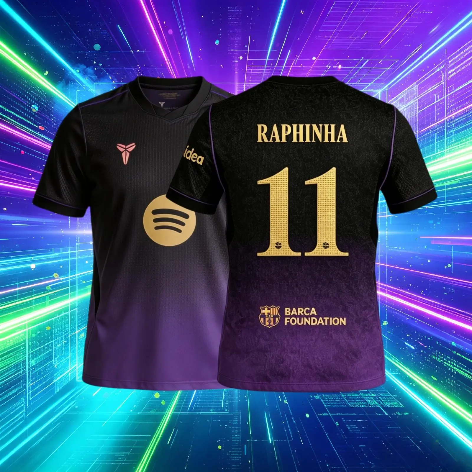 26 27 Away Black And Purple No.8 Pedri Short Sleeve Soccer Jersey Fans Version