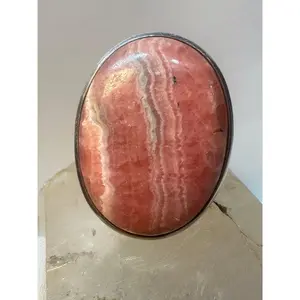 Rhodochrosite ring Navajo huge pink stone size 9.50  sterling silver women