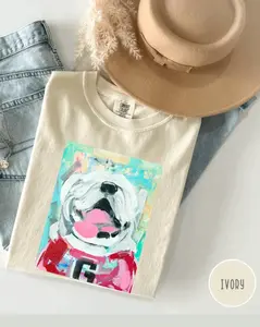 Comfort Colors Bulldog Mascot Shirt, Abstract Dog Art Graphic Tee, Vintage Game Day Spirit T-Shirt, Retro College Outfit Gift