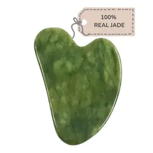 Kandyway Authentic Jade Gua Sha Facial Tool - Guasha Premium Face Massage Tool with Bonus Instructional Videos - Enhances Radiance, Improves Circulation, and Promotes Lymphatic Drainage.