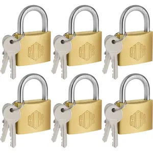 HOX Brass Keyed Different Padlock with 1-9/16-Inch Wide Body, Brass Cylinder - for Hasp Latch, Sheds, Fences, Locker,