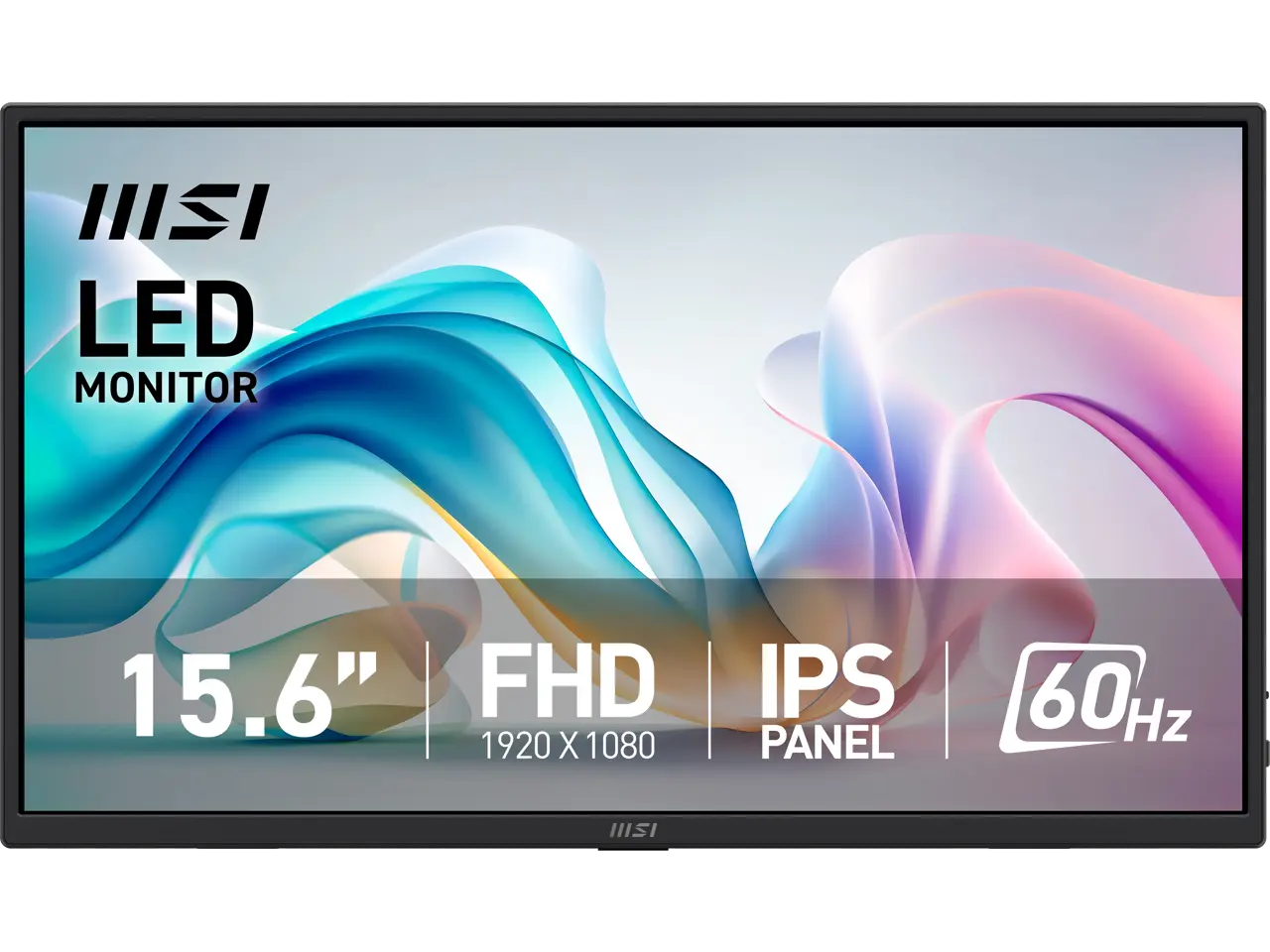 MSI Pro MP165 E6 Portable Monitor, 15.6" FHD IPS 1080p, USB Type-C, Mini-HDMI, Built-in Speakers, Perfect for PC, Mac, PS5, PS4, Xbox, Mobile, Matte Black
