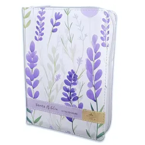 Biblia con Cierre Portatil 12 puntos RV1960, imit piel flores lila con indice y canto floral