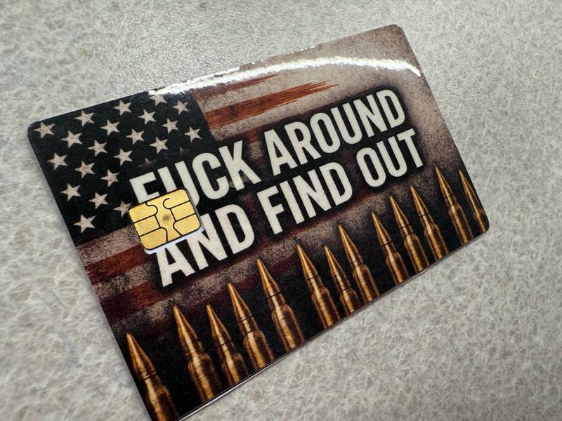 FAFO Patriotic Bullet Card Skin Credit Debit Card Skin - Fuck Around and Find Out Design - Waterproof Anime Artwork - Personalized Anime Sticker for Credit Cards - Limited Edition - Easy Application - Secure Fit - Versatile Compatibility - Perfect Gift