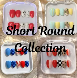 Press On Nails Short Round Collection - Handmade Craftsmanship, Reusable, Custom Sizes, Perfect for Special Occasions & Everyday Look, Includes Nail Glue & File
