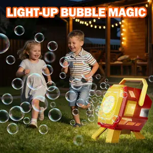 Upgrade Desktop Bubble Machine, Unisex, Auto Rotate Light Effect, Party Wedding Essential, Requires 4 Aa Batteries, Ages 3+