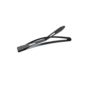 Female Minimalist Matte Black Metal Hair Clip - Modern Basic Curved Shape Barrette Form, Slim Non-Slip French Barrette for Bangs & Side Hair, Essential Aesthetic Elegant Fashion Accessory for Effortless Neat Daily Styling