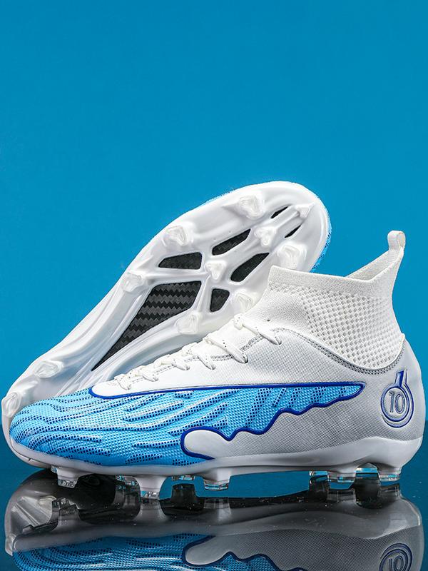 Lace up High Top Football Shoes, Anti-slip Spike Soccer Shoes, Matching Black Football Cleats, Solid Color Outdoor Sports Training Shoes, Football Field Boots, Men Shoes