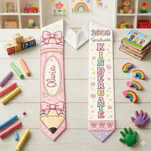 Personalized Kindergarten Graduation Stole 2026 – Pink Pencil Sash for Girls