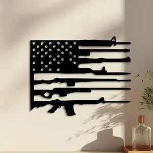1pc Vintage American Flag and Gun Metal Wall Art, Vintage American Flag and Gun Statue Mural, Perfect for Home, Office, Indoor/Outdoor Decor, New Year Decor, Ideal Gift for Military Enthusiasts autumn home decor outdoorfun