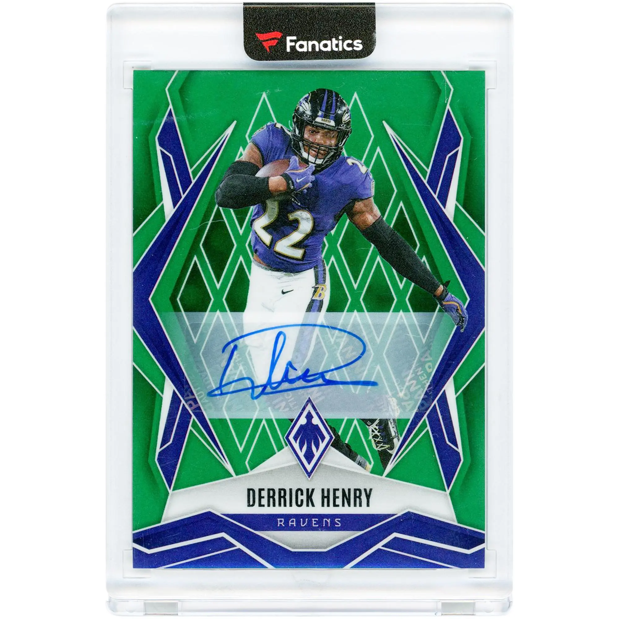 Derrick Henry Baltimore Ravens Autographed 2025 Panini Phoenix Green #10 #7/25 Card - Fanatics Authentic Certified