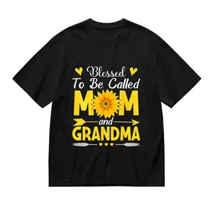 "Blessed To Be Called Mom And Grandma" Sunflower T-Shirt, Proud Grandmother Tee, Mother's Day Casual Cotton Top For Women