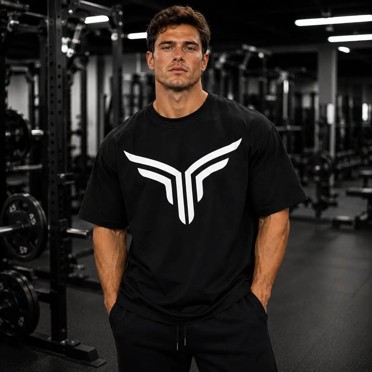 Men’s Oversized Wing Design Graphic Printed Premium T-Shirt | 220GSM Cotton FALCON FLEX Gym Streetwear Tee