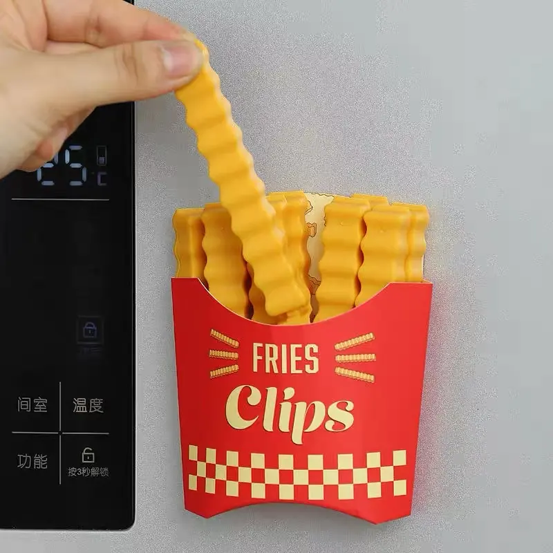 Fries Clips 12pcs Food Sealing Clips For Kitchen, Fridge Magnets, Snack Bag Clip,Chip Bag Clips
