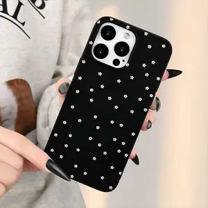 Liquid Large Hole Style Full Screen Small Floral Pattern Shockproof Phone Case for iPhone 15 15 Plus 15 Pro 15 Pro Max