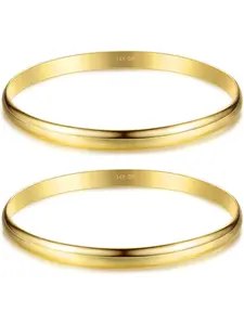 Classic 2/3 Pcs Golden Simple Bracelets Elegant Copper Bangle Bracelet for Women Men Trendy Plain Polished Bracelets Couple Valentines Day Gifts Elegant Minimalist Bangle