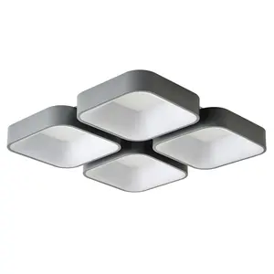4-Light Gray Modern Style Efficient Dimmable Block Shape LED Flush Mount Lighting