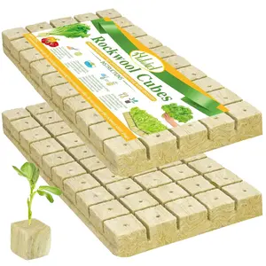 1 Inch Rockwool Cubes for Hydroponic Growing, Rock  Planting Seed Starter Cubes, Clone Plugs Soilless Cultivation Seedlings Cuttings Germination Start (2 Sheets, 100 Plugs in Total)