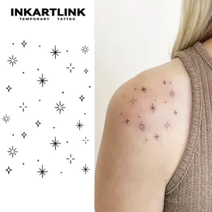 INKARTLINK Tattoo Tech, 2 Sheets Semi-Permanent Temporary Tattoos,Starry Sky Dots, Adult Art Design,Lasts 1-2 Weeks, Waterproof, Realistic Look, No Adhesive, No Reflection,For Man And Woman,Ideal for Swimming, Party