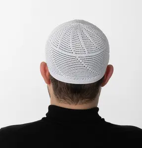 Men's Premium Islamic Dervish Knitted Kufi - Fresh White
