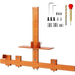 Cabinet Hardware Jig, Adjustable Cabinet Handle Jig with Automatic Center Punch, Aluminum Alloy Cabinet Handle Template Tool for Installation Handles Knob on Drawer Door Pulls