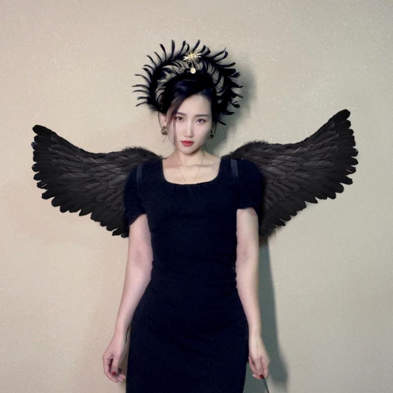 Angel Wing Back Decoration Adult Children Halloween Role-Playing Props Sun God Pope Golden Feather Hair Accessory Costume