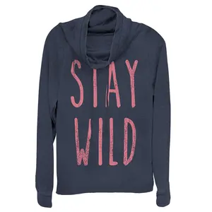 Juniors Womens Peaceful Warrior Stay Wild Cowl Neck Sweatshirt