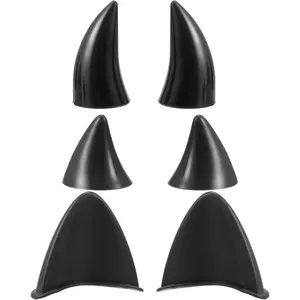 Set Cat Ears Attachments Helmet Devil Horn Stick with Suction Cup Helmet Cover Sticker for Motorcycle Bicycle Scooter Black