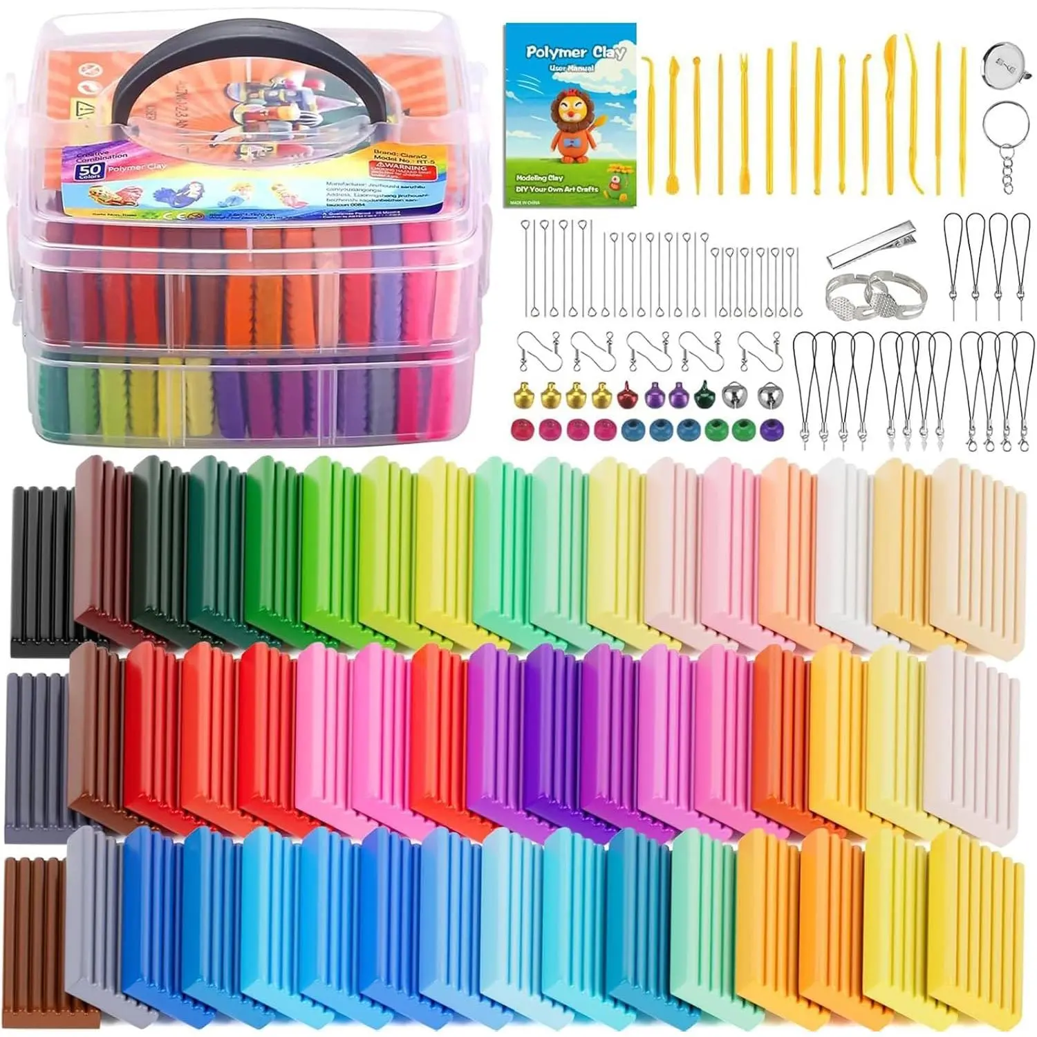 Polymer Clay Starter kit, Oven Bake Modeling Clay with Sculpting Tools, 50 Colors, 2.8 lb
