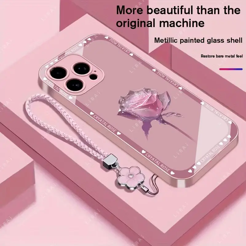 Suitable for [iPhone 16 Pro Max] Brand new premium phone case, Free four-leaf clover lanyard，drop-proof and fingerprint-resistant，simple and elegant design，multiple colors available YM99