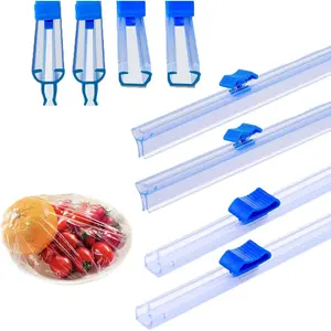 4 Pack 13 inch Reusable Plastic Food Wrap Cutter Blade Replacement Strip for Wrap Organizer Cling Film Dispenser