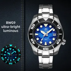 ADDIESDIVE Automatic Mechanical Watches for Men Diver Watch - 44.5mm Sapphire Blue Dial 200m Waterproof Super Luminous Ceramic Bezel Analog Watch Stainless Steel Watch