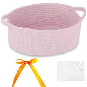 【Free Ship】Woven cotton multipurpose Basket, Storage Organizer in bathroom – Decorative Nursery Baskets, Smal lWoven Gift Basket with Handles for Busy Mom/Dad to Store Diapers & Toys  laundry basket house organizers