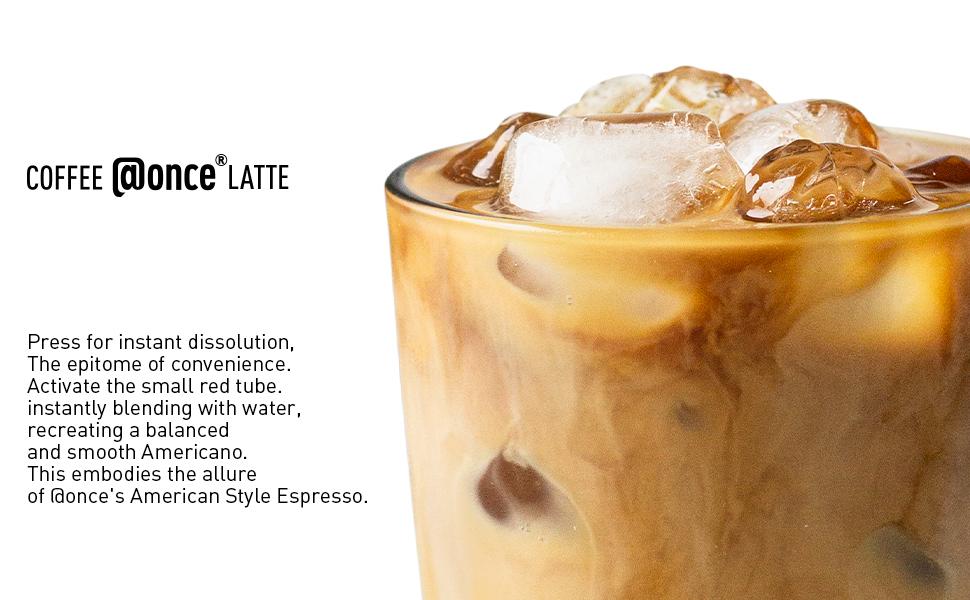 Coffee At Once Cold Brew Coffee Concentrate-latte,Perfect for Instant ice,Coffee Beverage,Perfect Gift for New Year’s Day,6 Tubes