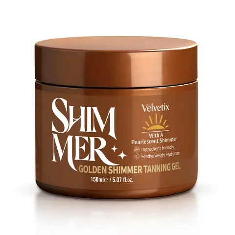 Velvetix Golden Shimmer Tanning Gel - Body Self-Tanner for Adults' Normal Skin, Instant Sun-Kissed Radiance, Bronze Tan & Hydrating Gel Body Self-Tanner, Lightweight Smooth Blending Formula with Carrot & Coconut, Non-Greasy Instant Bronzer, Body Self-Tann
