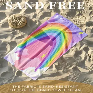 1PC colorful and soft beach towel, lightweight, fast drying, absorbent polyester fiber suitable for summer beach vacations, outdoor leisure activities, picnic mats