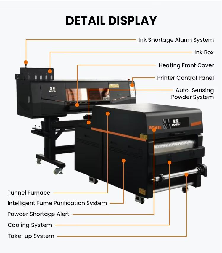 PO-TRY DTF Printer for POD Business White Ink Heat Transfer Machine for Custom T-Shirts Hoodies Apparel