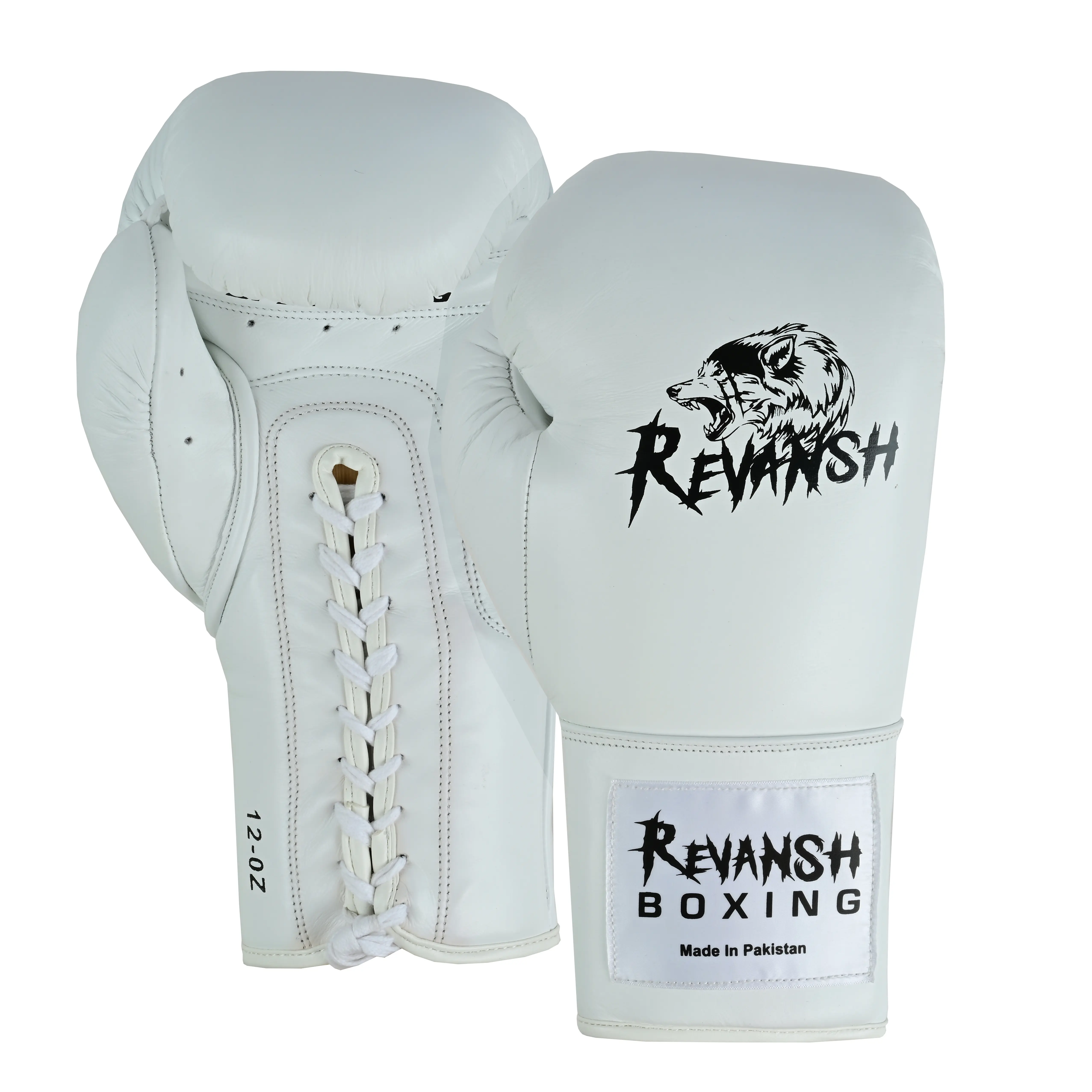 Revansh Sports White Laces Boxing Gloves for Adults Cowhide Leather Durable Comfortable Ideal for Boxing Sessions