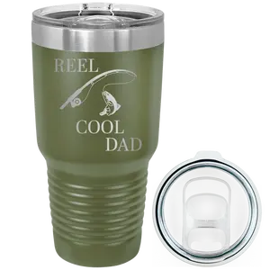Personalized Reel Cool Dad 30 oz Tumbler - Olive Green