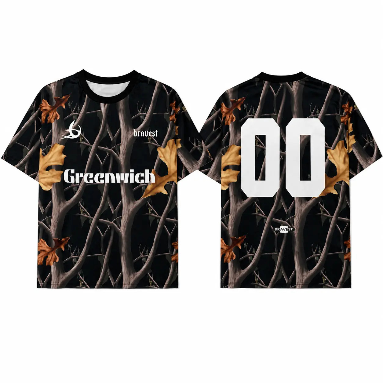 Woodland Camo All Over Print Jersey, Forest Hunting Style Jersey, Unisex Outdoor Streetwear Tee